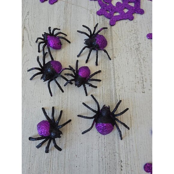 Purple glitter spider Halloween Garland figurine sparkle set - Picture 3 of 9